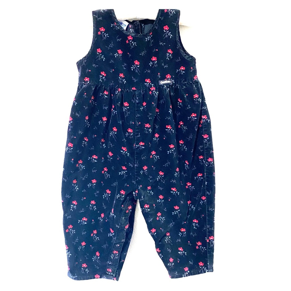 Vintage OshKosh Bgosh black floral romper